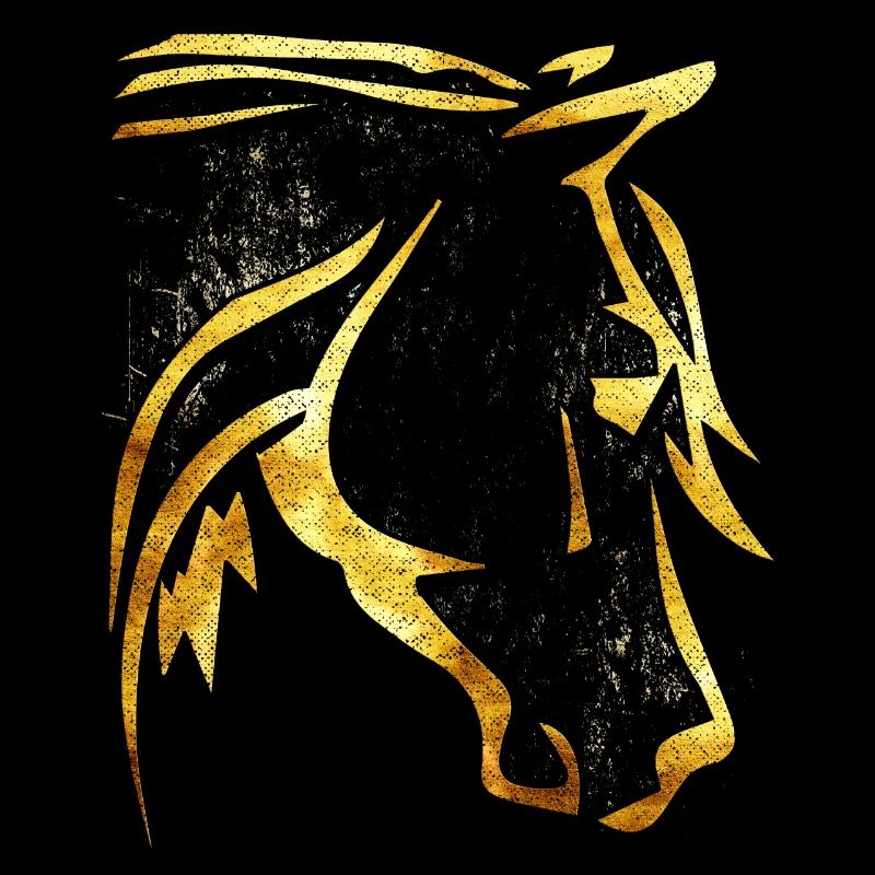 Équitation - Cavalier - Tête de cheval - Cheval d’or