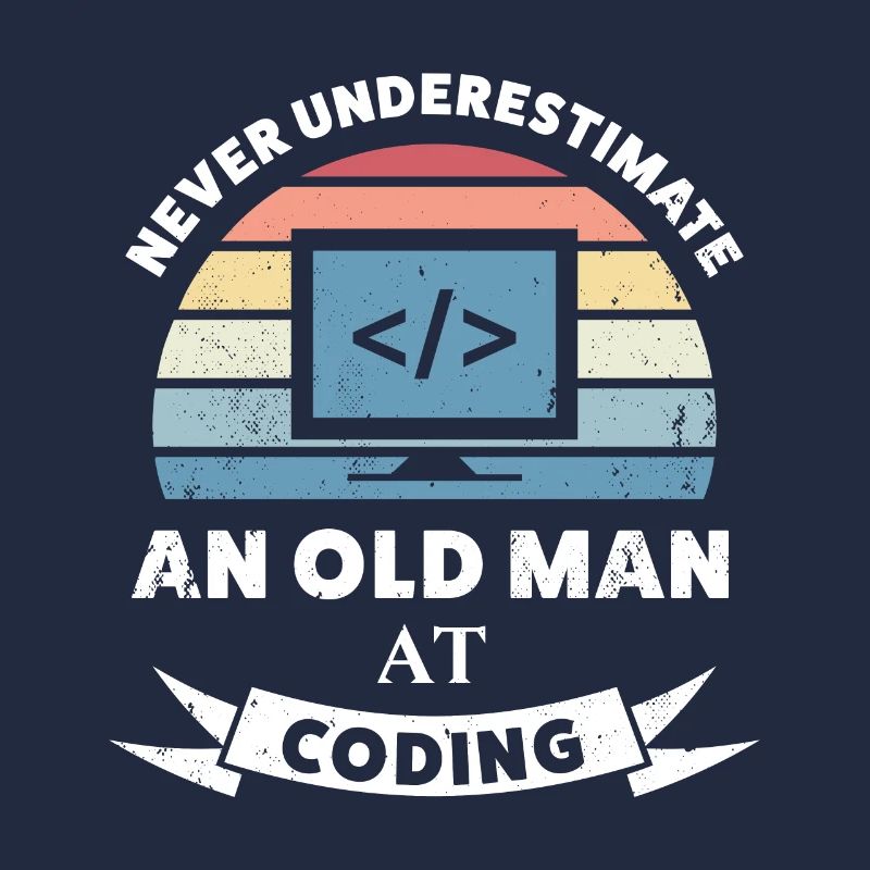 Lustiger alter Mann beim Codieren-Programmiergeschenk