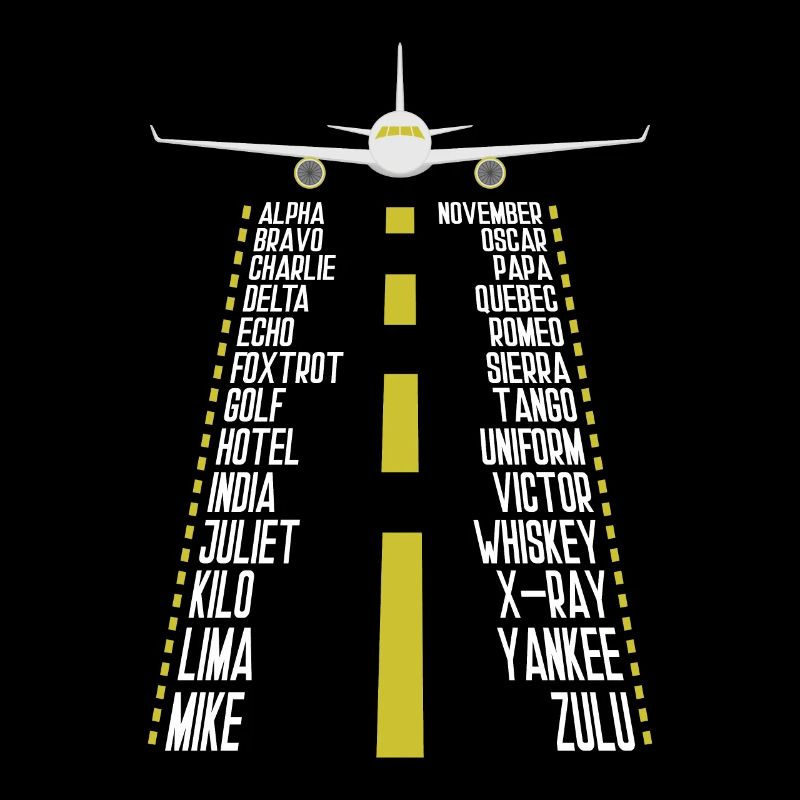 Pilot alphabet for flying, airplane,