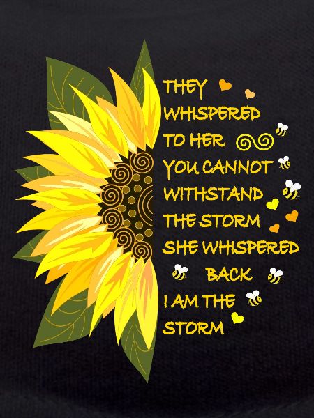 Sunflower blossom with text