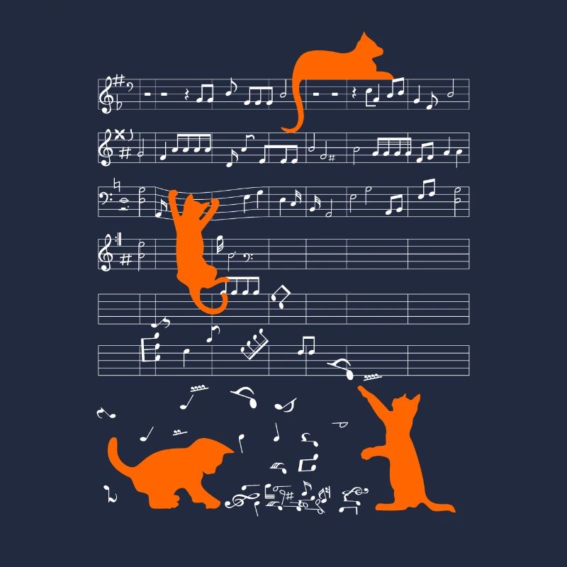Note de musique de chat mignon notes orange musicien
