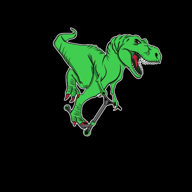 Grosser Giftgrüner T-Rex auf Trettroller Stunt