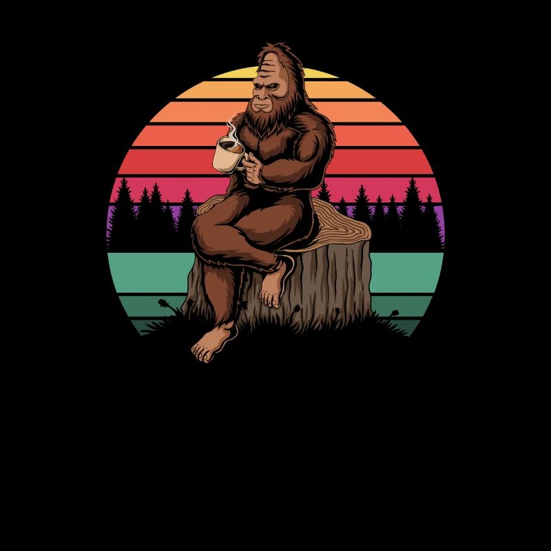 Bigfoot drinking coffee