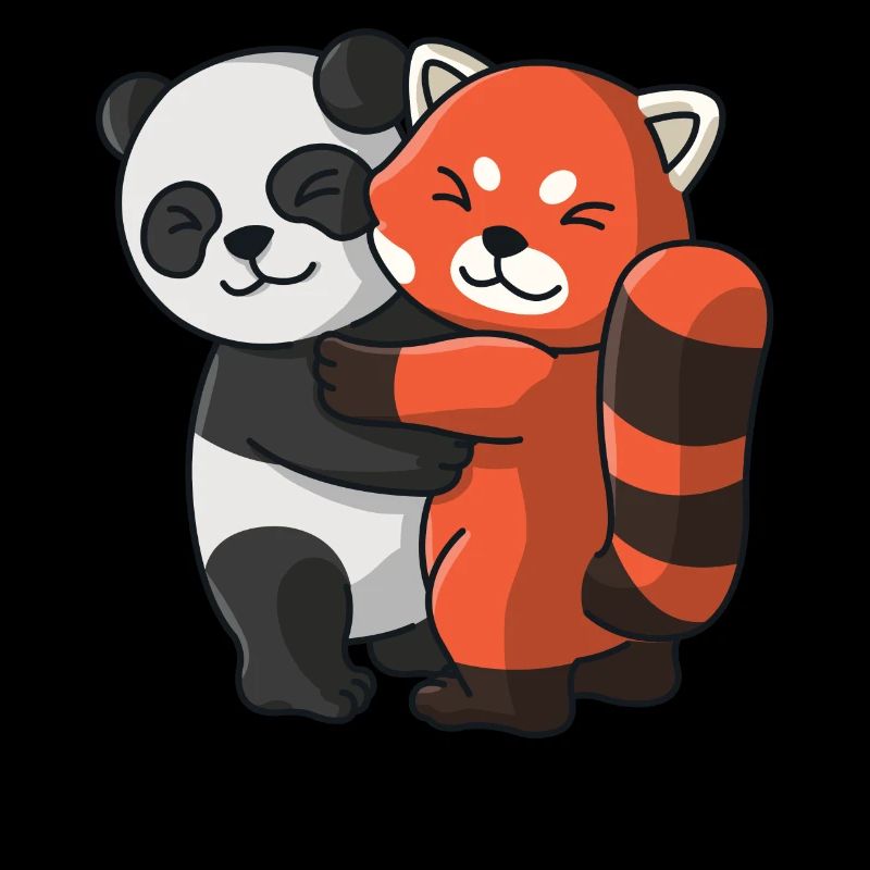Un panda avec un panda rouge aime les animaux mignons