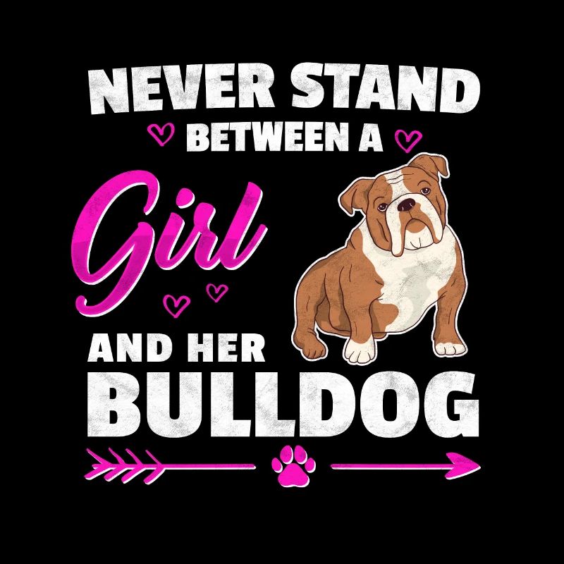 Mädchen mit Olde English Bulldogge Spruch