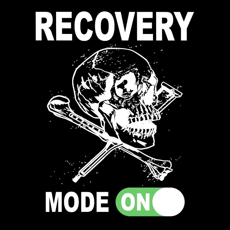 Recovery Mode On - Tête de mort avec des béquilles