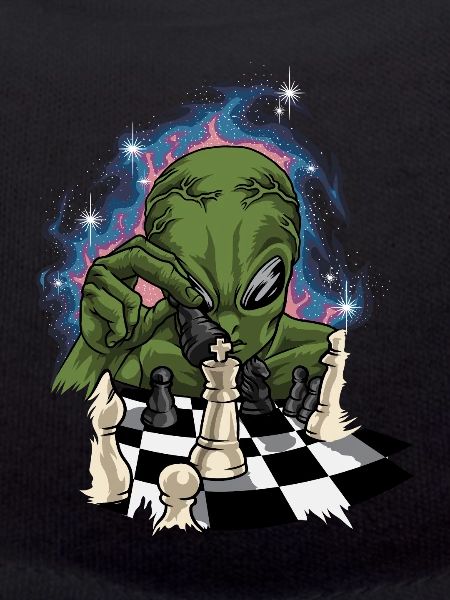 Alien Vert Avec l’échiquier - Échecs