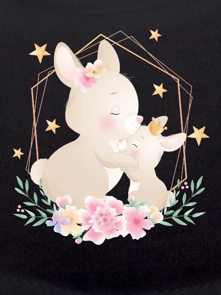 Süßes Hasen Baby mit Hasenmama