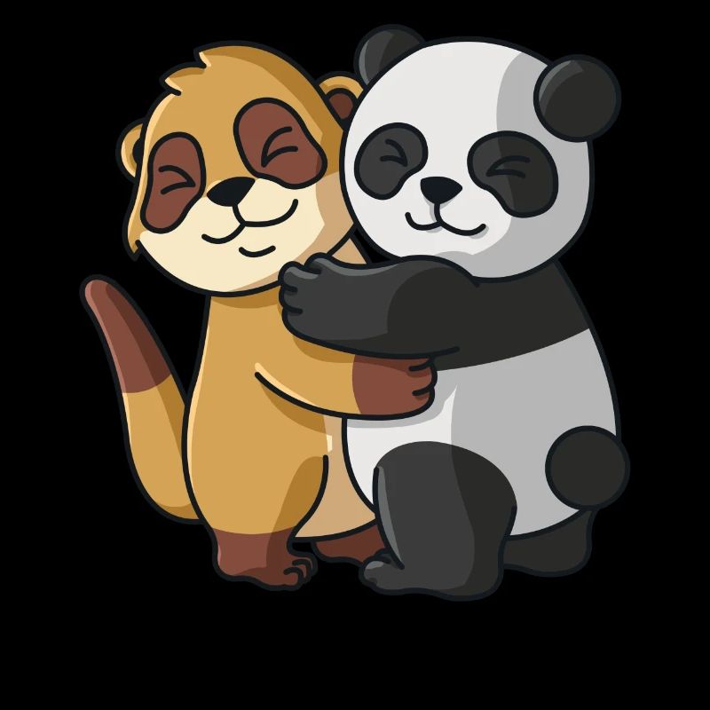 Erdmännchen mit Panda Liebe süßes niedliche Tiere