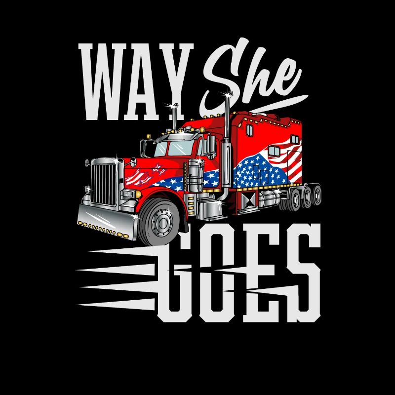 Way she goes. Camion avec le drapeau américain.