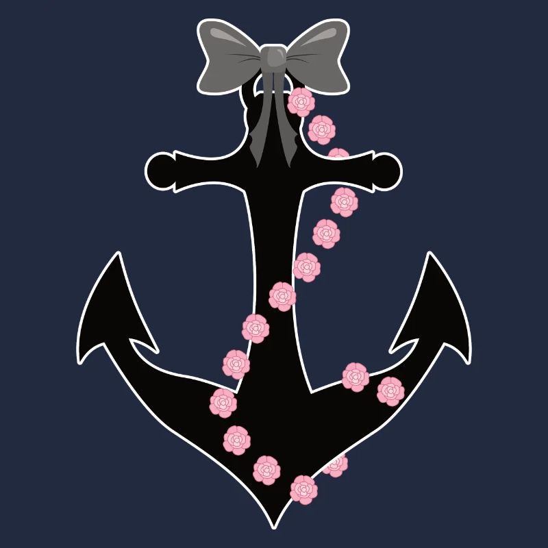 Anchor with bow and roses rope