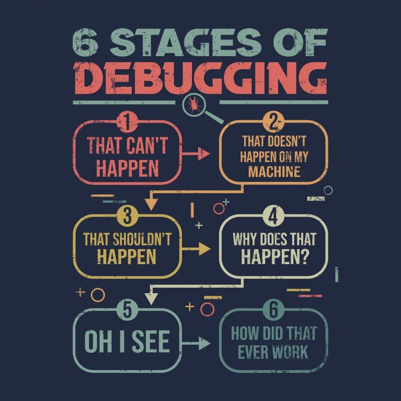 Programmer Gift Idea 6 stages of debugging
