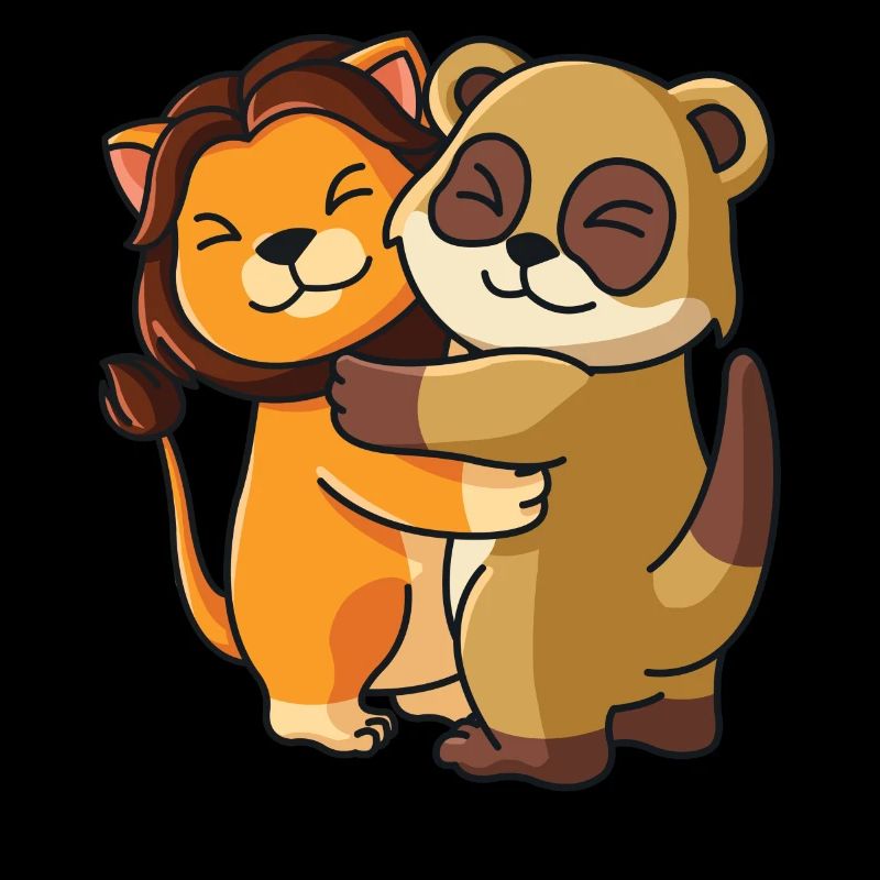 Lion and Meerkat Hug Cuddle Animals