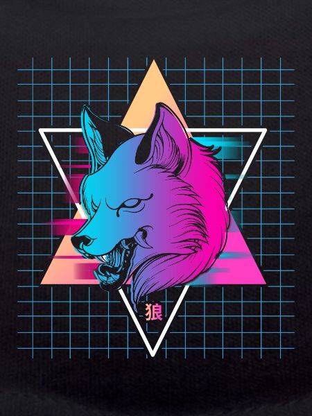 Japan Vaporwave Wolf