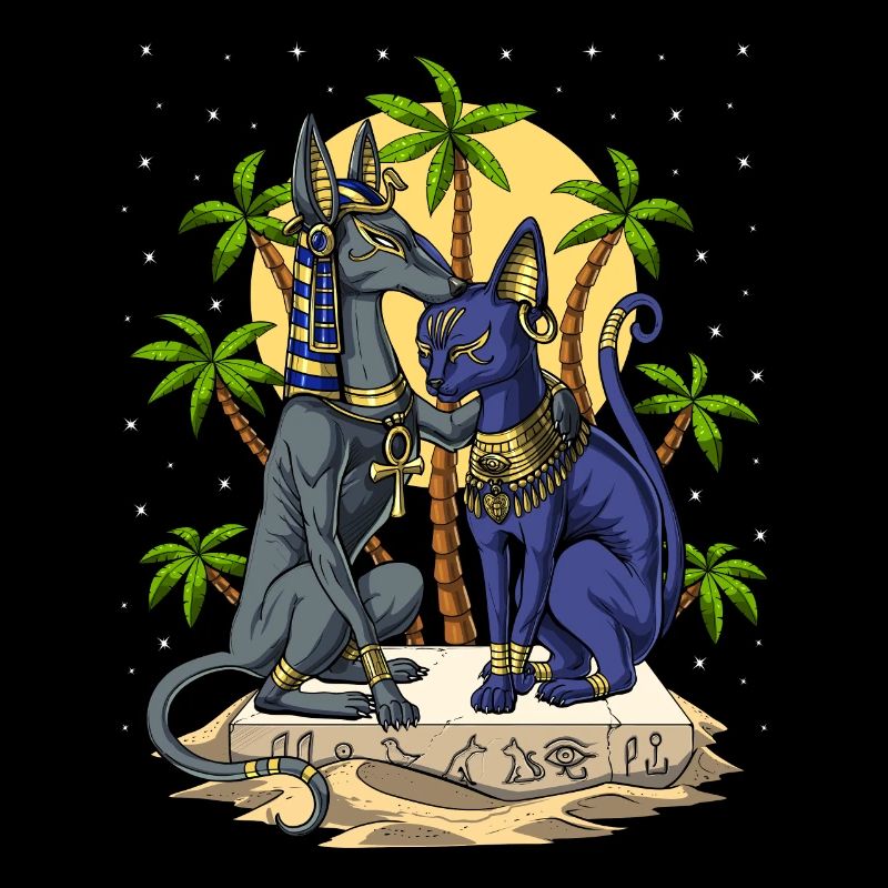 Dieux égyptiens Anubis Bastet