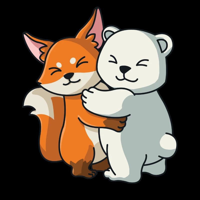 Fox and Icebear cute hugging Hug Cuddle Animals