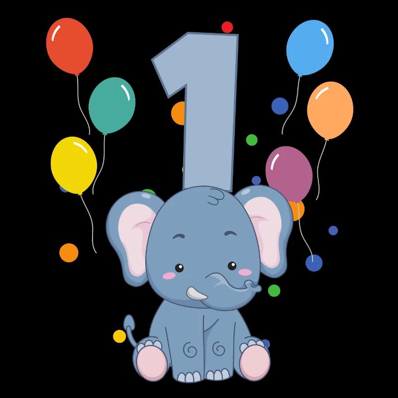 1er anniversaire anniversaire d’enfant 1 ans Éléphant