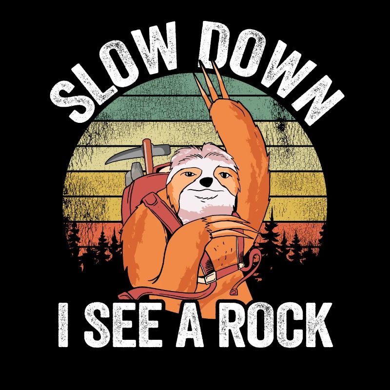 Slow Down I See A Rock Vintage Sunset Retro Sloth
