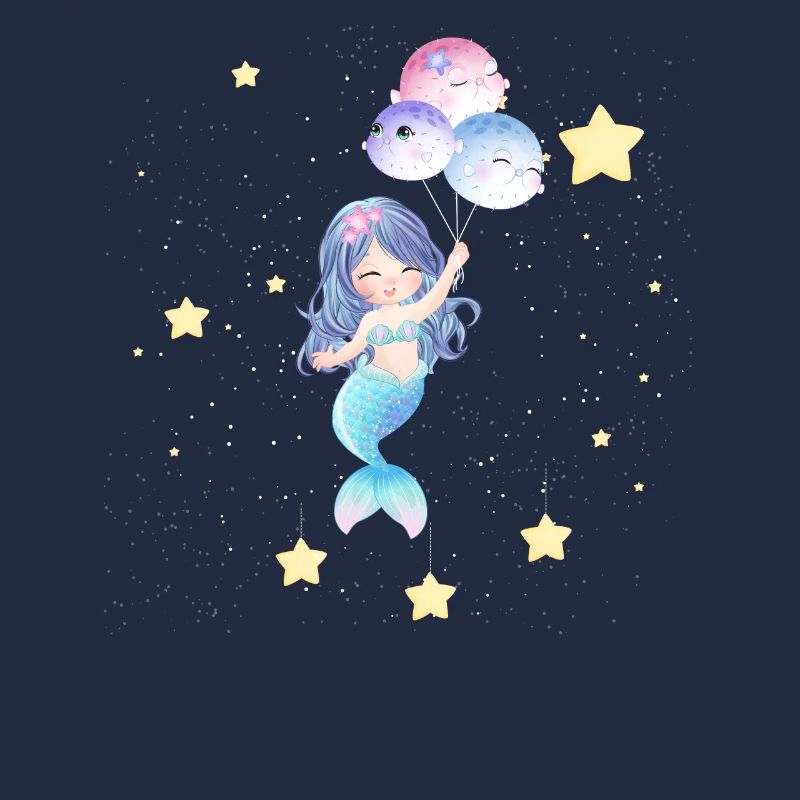 Space Mermaid Floating With Balloons