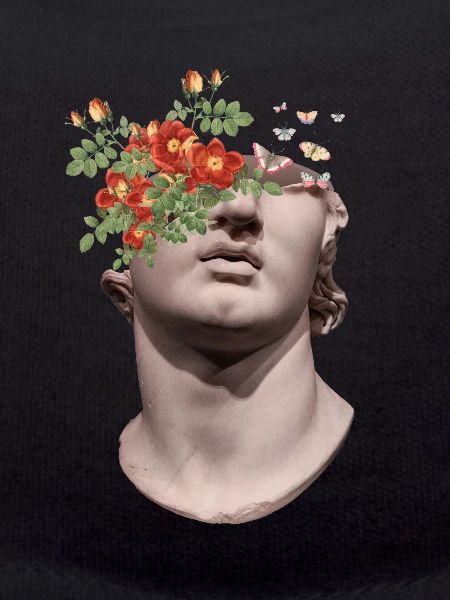 Dark Academia Statue Blumen Shirt