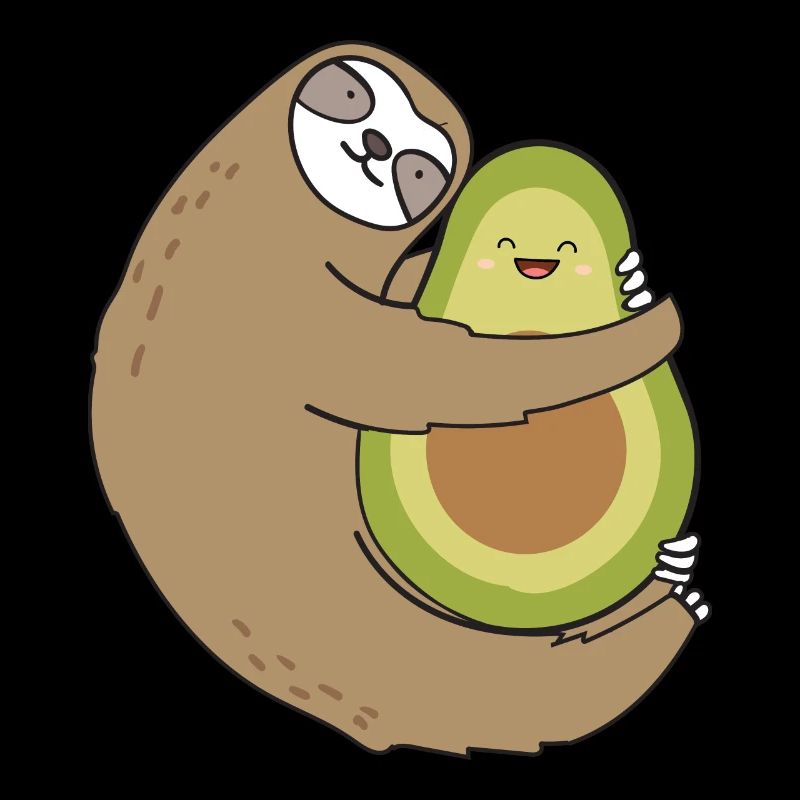 Sloth Hugging Avocado Vegan