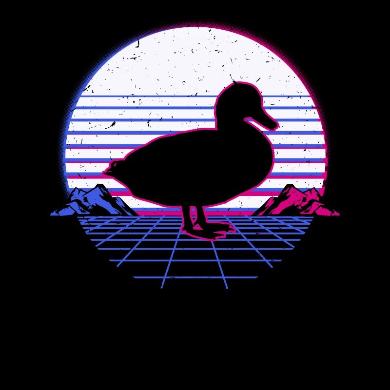 Retro Vintage Retrowave Duck Animal