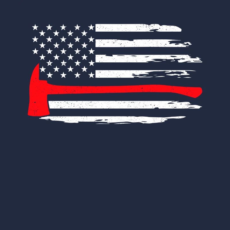 Thin Red Line American Flag Axe Support Firefighte