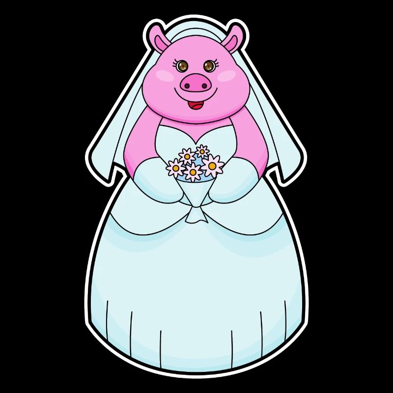 Cochon comme mariée avec voile