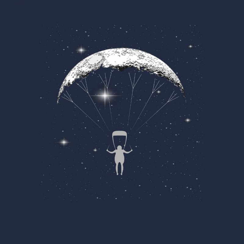 Paraglider Moon Space Paragliding Cresent Moon