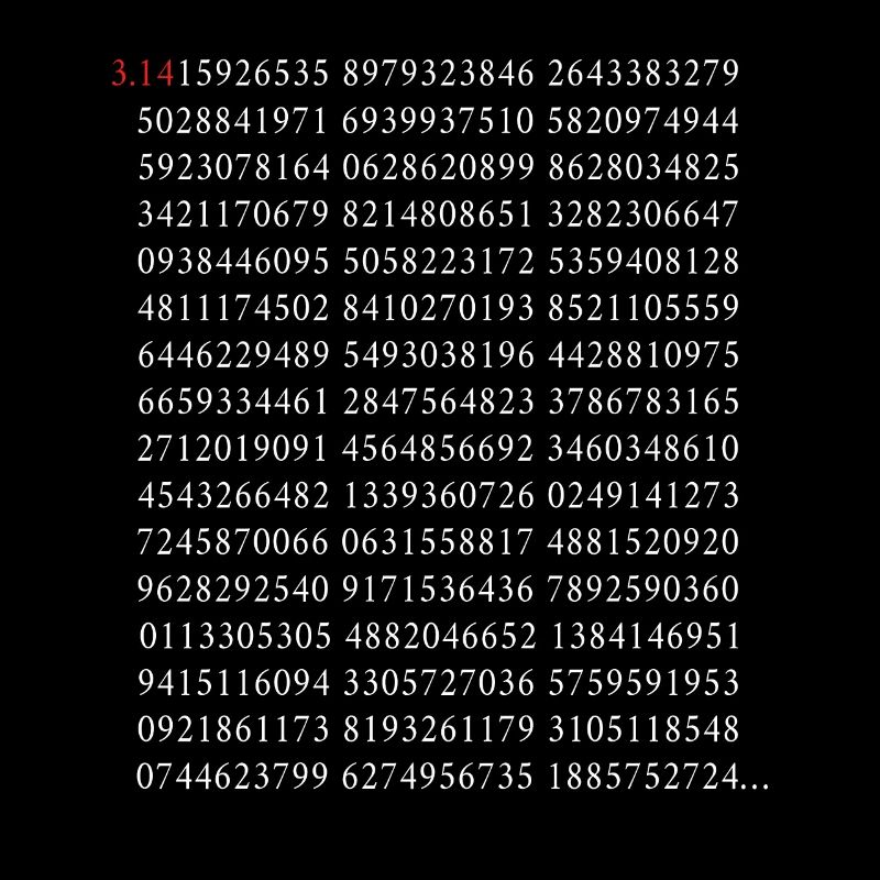 Les 500 premiers chiffres du nombre de cercle Pi 3.14 Math