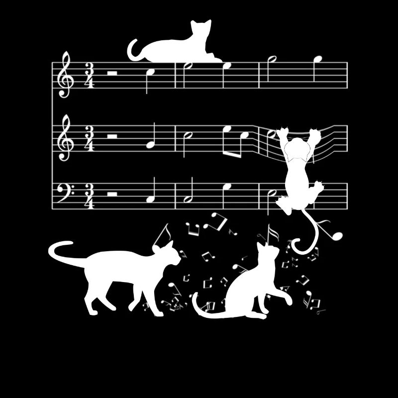 Cute cats kittens musical note clef