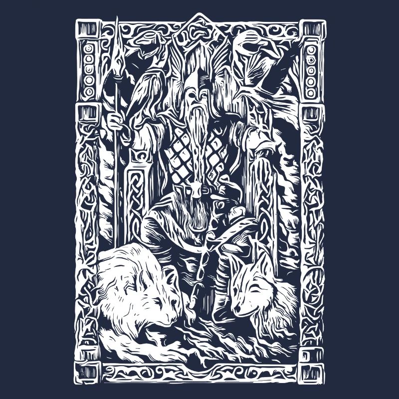 Table viking avec loups et corbeaux