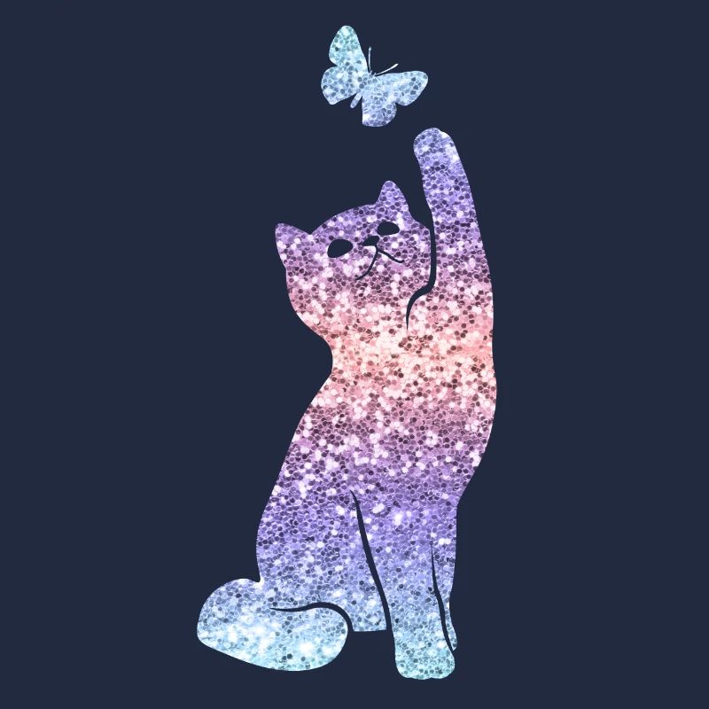 Cat Glitter Print Cat Lover Gift