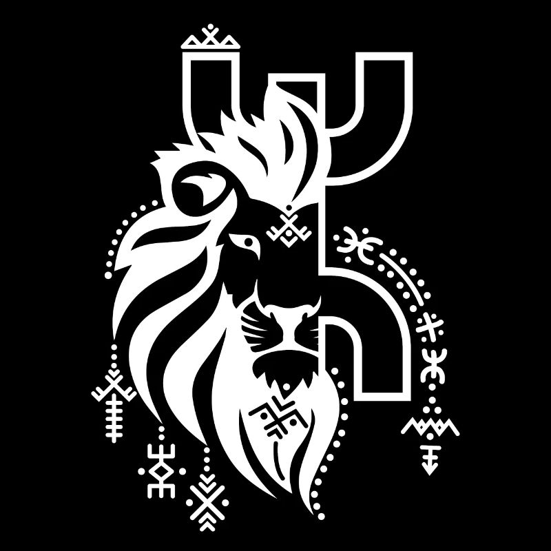 Berber tattoo with an Amazigh Lyon head