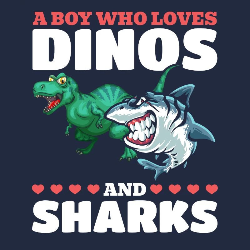 Dinosaurier Great White Shark Ein Junge, der Dinos