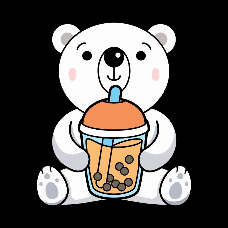 Bubble Milk Tea Polar Bear Drinking Boba Tea
