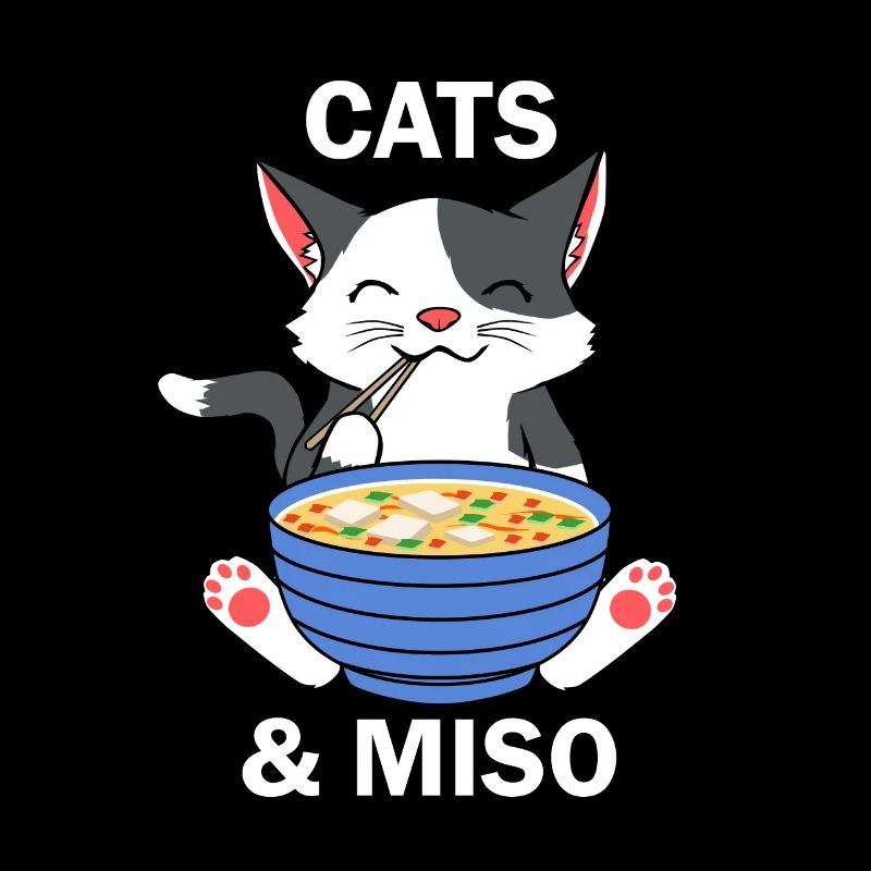 Japanische Futterkatzen und Miso-Suppe Ramen Kitty
