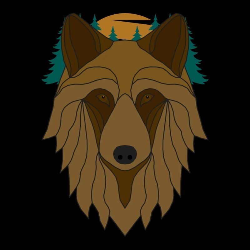 Tête de loup avec Wolf Moon