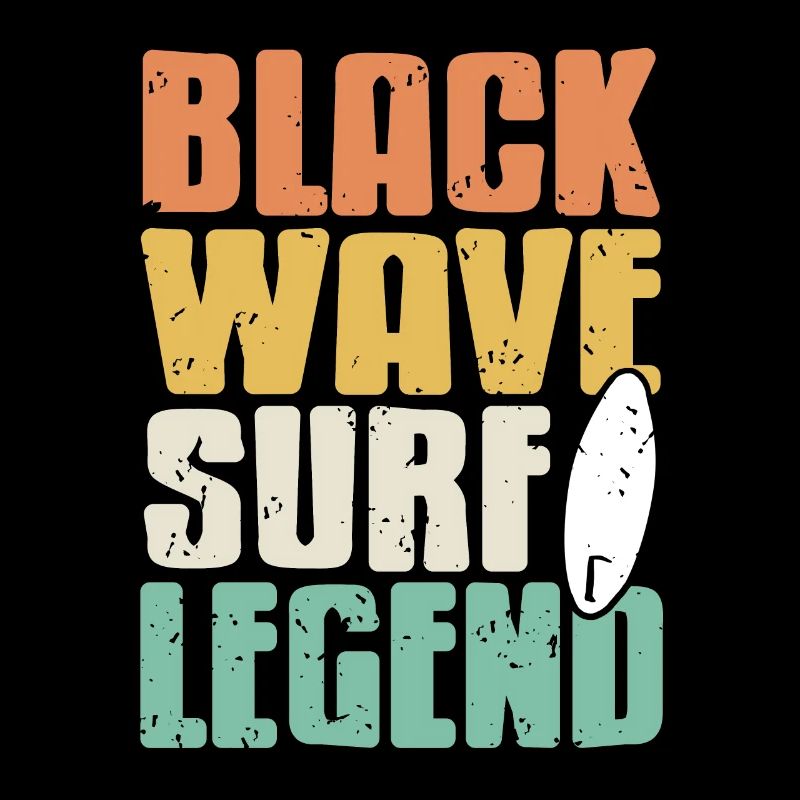 Black Wave Surf Legend Retro Surfing T-Shirt