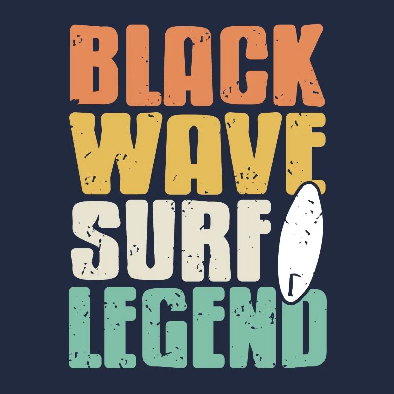 Black Wave Surf Legend Retro Surfing T-Shirt