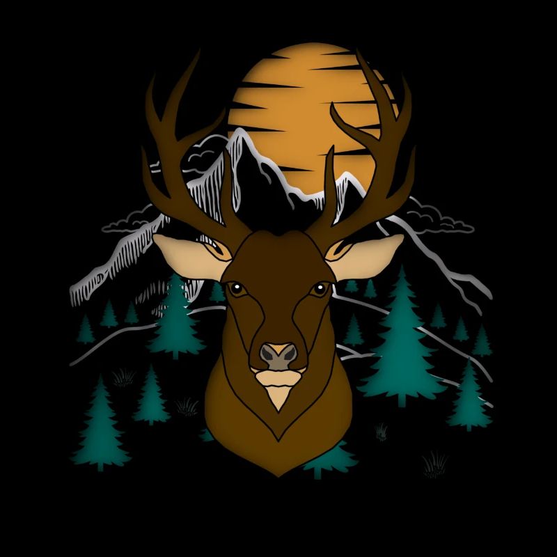 Rothirsch Geweih mit Hirschgeweih