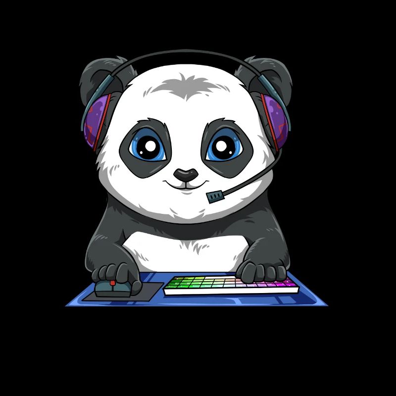 Lustiger Videospiel-Panda - Computerspiel-Fuchs