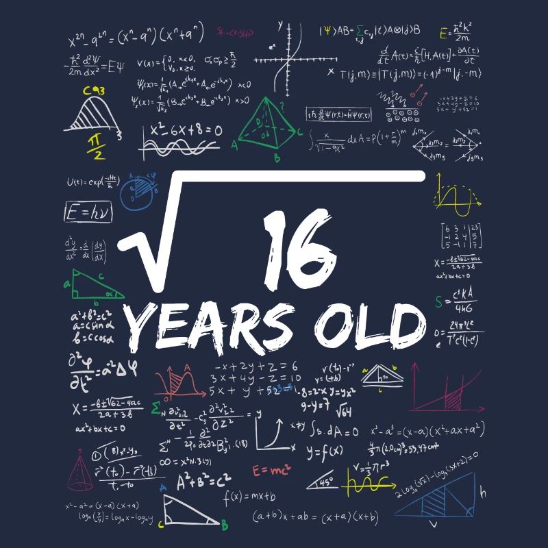 Square Root of 16 4TH Funny Math Birthday