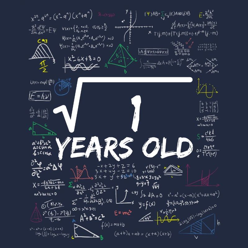 Square Root of 1 1ST Funny Math Birthday