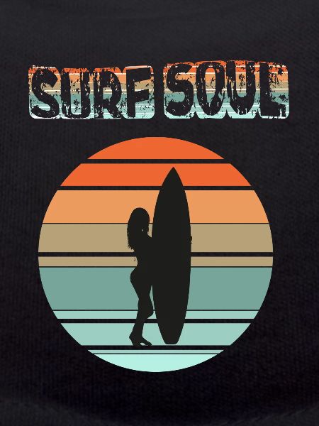 Surfer silhouette with sunset