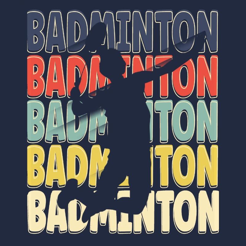 Cool Retro Text Silhouette Badminton