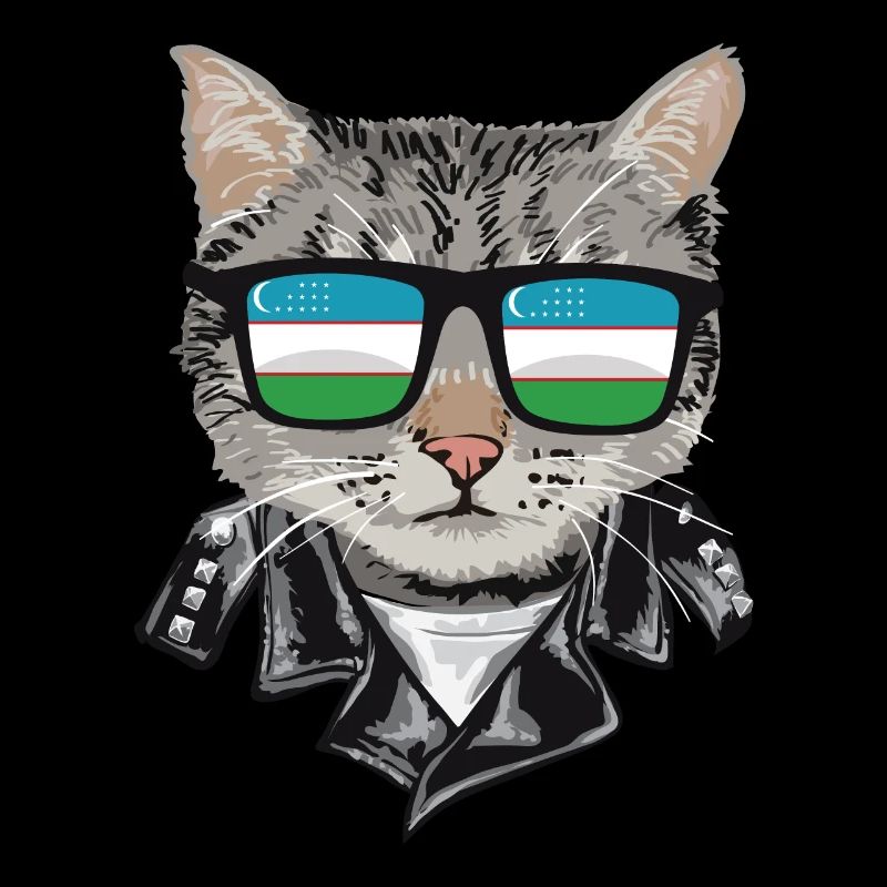 Lunettes de soleil pour chat avec drapeau de l’Ouzbékistan