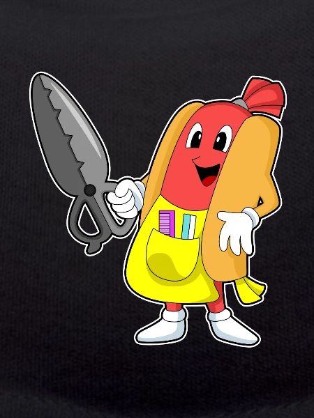 Hot-dog comme coiffeur avec ciseaux