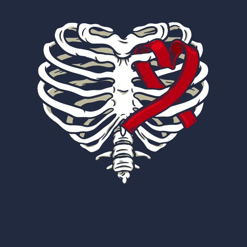Ribcage Heart Ribbon Gothic Bones Skeleton Death