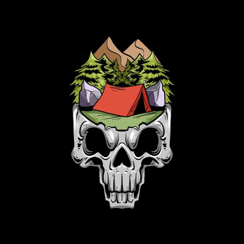 Camper Campingplatz Skull Skeleton Head Camp Camping